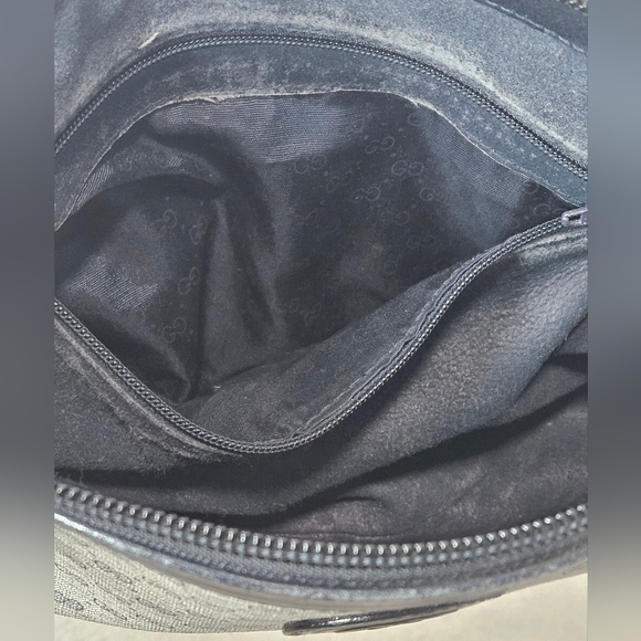 Vintage Gucci Monogram Grey & Navy Leather Shoulder Bag/Purse - Picture 8 of 12
